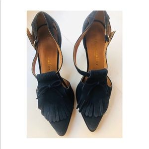 Bettye Muller Suede Fringe Heels